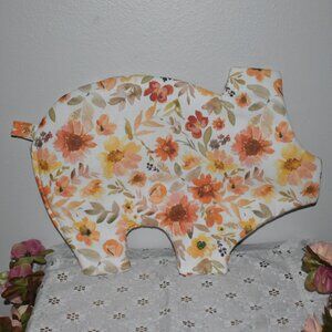 Country Cottage Farmhouse Kitchen Handmade Floral Flowers Pig Shape Pot Holder